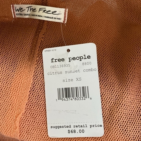 NWT free people long side split tank in citrus sunset combo. - Picture 6 of 7